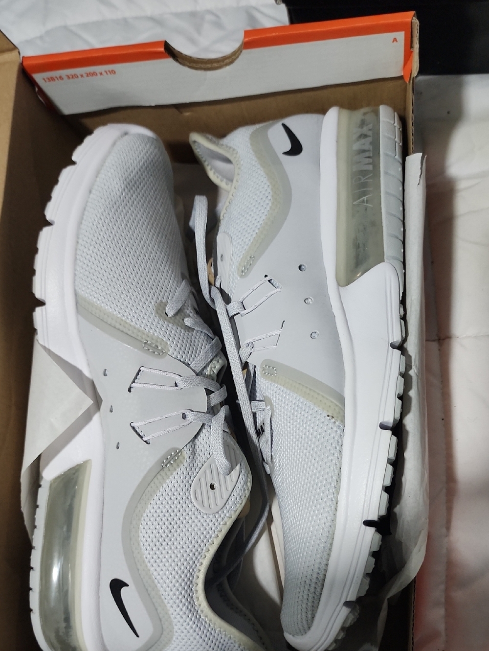 Nike Men’s White and Light Gray Air Max-Style Sneakers
